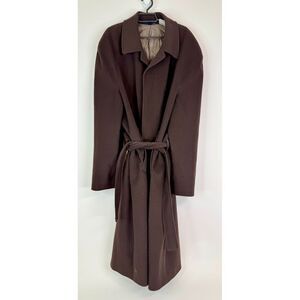 Istanti Wool Cashmere Belted Coat Brown Overcoat Made In Italy Size and‎ 56